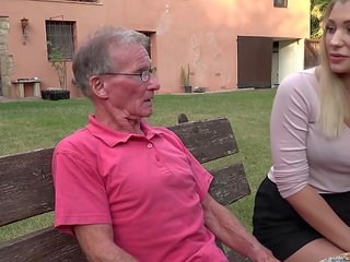 Blonde super ass anal fucked by randy grandpa